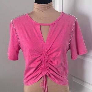 Pink Scrunched Crop Top